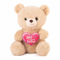 Mīksta rotaļlieta lācis dāvana mammai Amek Bear with Heart Beige "Love you Mom" 10102
