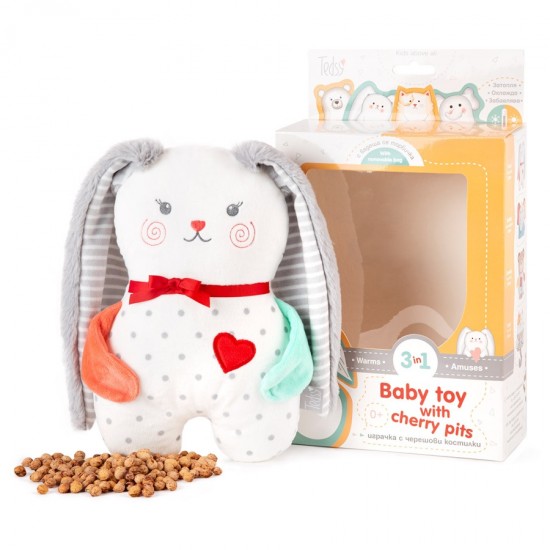 Terapeitiskā rotaļlieta sildīšanas spilventiņš/aukstums zaķis Amek Baby Toy Bunny with Cherry Pits 98401