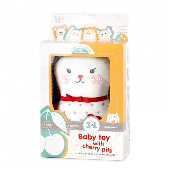 Terapeitiskā rotaļlieta sildīšanas spilventiņš/aukstums zaķis Amek Baby Toy Bunny with Cherry Pits 98401