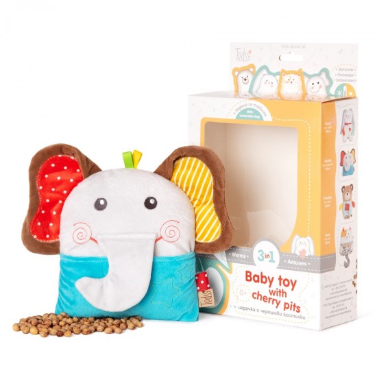 Terapeitiskā rotaļlieta sildīšanas spilventiņš/aukstums zilonis Amek Baby Toy Elephant with Cherry Pits 98402