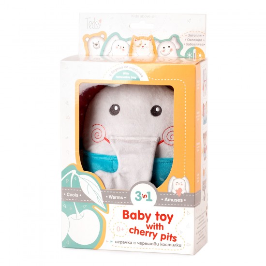 Terapeitiskā rotaļlieta sildīšanas spilventiņš/aukstums zilonis Amek Baby Toy Elephant with Cherry Pits 98402