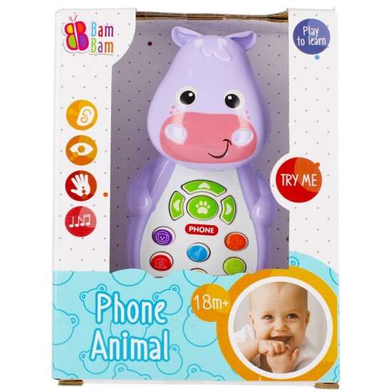 Mūzikala rotaļlieta mobilais tālrunis Bam Bam Phone Animal Hippo 499231