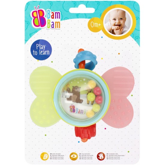 Grabulis - zobgrauznis Bam Bam Rattle Teether Butterfly 521376