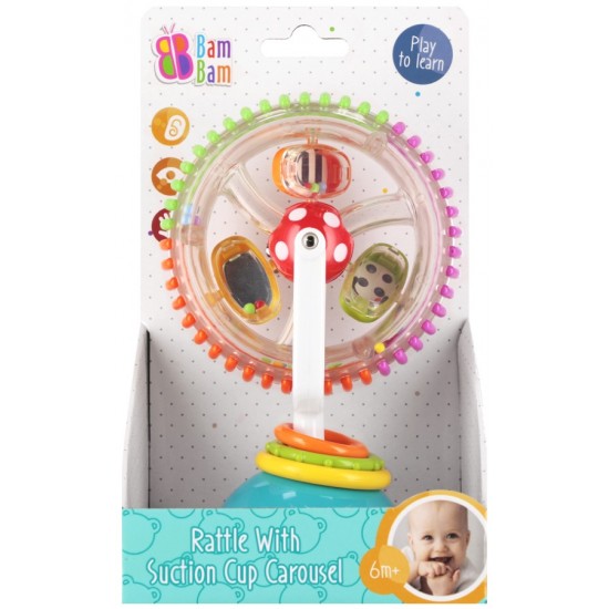 Attīstoša rotaļlieta uz piesūcekņa Bam Bam Rattle with Suction Cup Carousel 569046