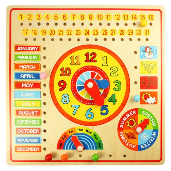 Attīstoša koka rotaļlieta kalendārs un pulkstenis Big Jigs Calendar and Clock BJ526