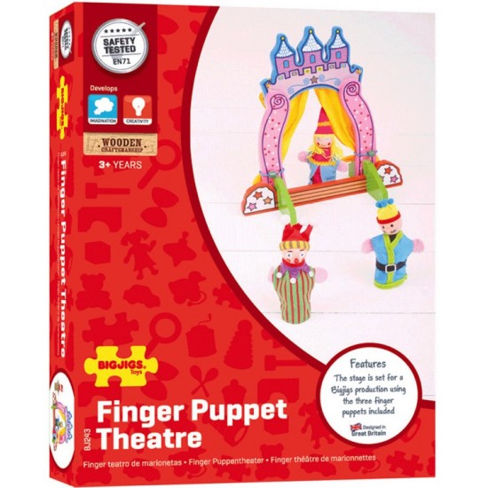 Attīstoša koka rotaļļieta pirkstiņleļļu teātris Big Jigs Finger Puppet Theatre BJ243