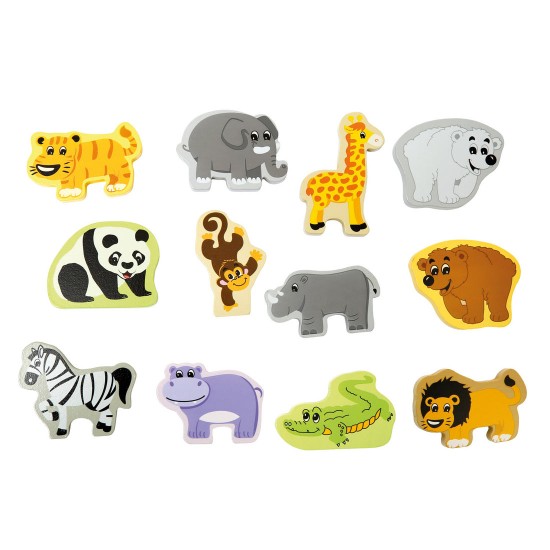 Koka attīstoša rotaļlieta dzīvnieku zoodārzs Bino Zoo Animals in travel Case 70613