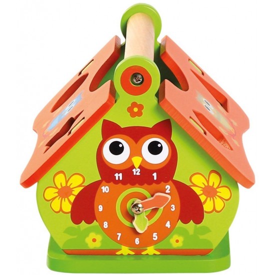Koka attīstoša rotaļlieta māja motorika Bino Shape Sorting Wooden House 72439