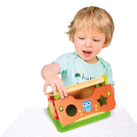 Koka attīstoša rotaļlieta māja motorika Bino Shape Sorting Wooden House 72439