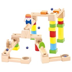 Koka spēle bumbiņu ceļš Bino Marble Run Set Combino 40 pcs 82071