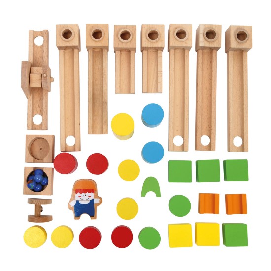 Koka spēle bumbiņu ceļš Bino Marble Run Set Combino 40 pcs 82071