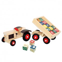 Koka rotaļlieta traktors Bino Tractor With ABC Trailer 82077