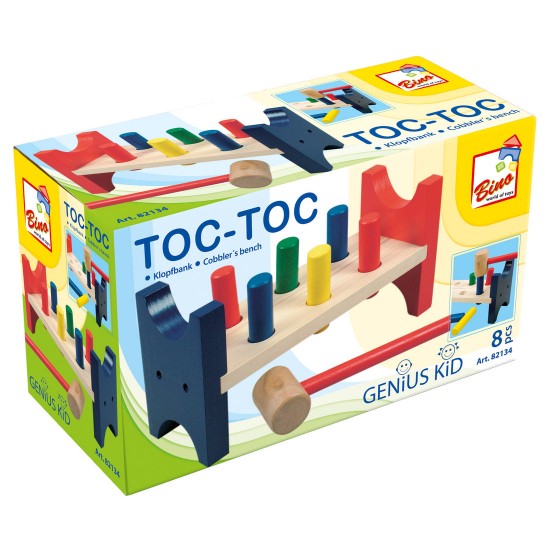 Koka klaudzināmā rotaļlieta darba galds Bino Toc Toc 82134