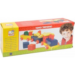 Koka attīstoša rotaļlieta vilciens ar klučiem Bino Train With Blocks 82141
