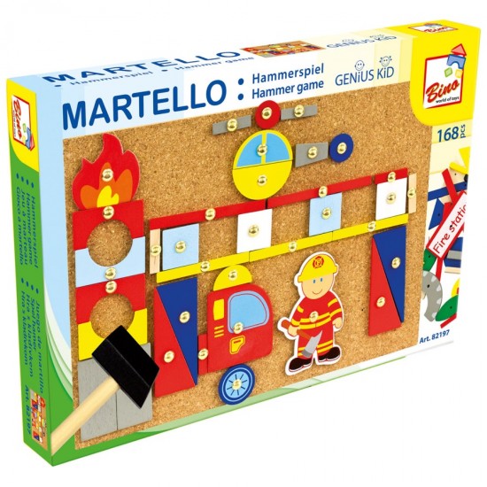 Koka attīstoša spēle ar āmuru un nagliņām Bino Hammer Game Martello 82197