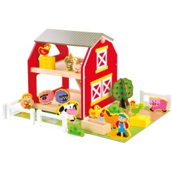 Koka rotaļlietu saimniecība ar dzīvniekiem Bino Farm with Animals 82222