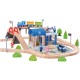 Koka attīstoša rotaļlieta vilciena trase Bino Wooden Railway Set with Bridge 90 pcs 82262