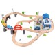 Koka attīstoša rotaļlieta vilciena trase Bino Wooden Railway Set with Bridge 90 pcs 82262