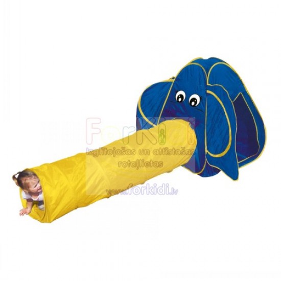 Bērnu rotaļu telts + tunelis Bino Kids Tent with Tunnel Elephant 82807