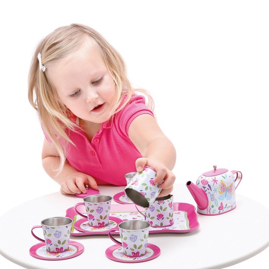 Trauku komplekts - tējas komplekts Bino Children's Tea Set Pink Stella 83394
