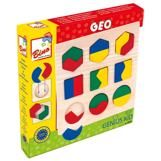 Koka attīstoša puzle - ģeometriskas figūras Bino Geometric Shape Puzzle 84029