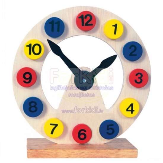 Koka attīstoša rotaļlieta pulkstenis Bino Wooden Clock 84050