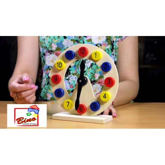 Koka attīstoša rotaļlieta pulkstenis Bino Wooden Clock 84050
