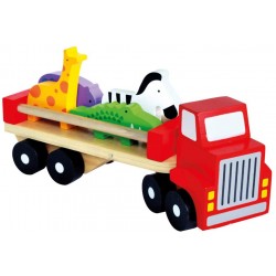 Koka attīstoša mašīna Bino Truck with Animals 84076