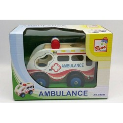 Wooden educational toy car Bino Holzauto Ambulanz 84081