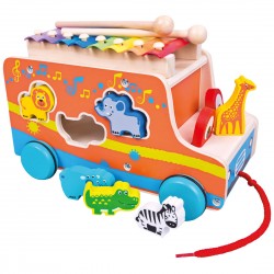 Koka attīstoša mašīna ar ksilofonu Bino Pull Car with Xylophone 84088