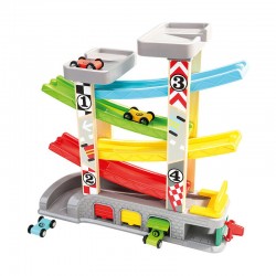 Koka attīstoša rotaļlieta trase Bino Ramp Racer with Parking 84092