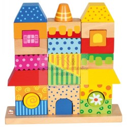 Koka attīstoša rotaļlieta māja - konstruktors Bino Stacking House 84151