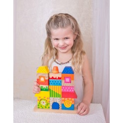 Koka attīstoša rotaļlieta māja - konstruktors Bino Stacking House 84151