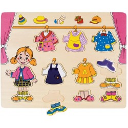 Koka attīstoša spēle -  puzle "drēbju skapis" Bino Puzzle Wardrobe 88110