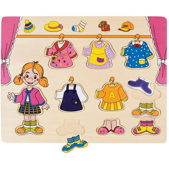 Koka attīstoša spēle -  puzle "drēbju skapis" Bino Puzzle Wardrobe 88110