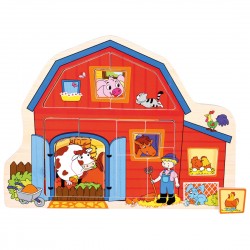 Koka attīstoša puzle Bino Puzzle Farm 88118
