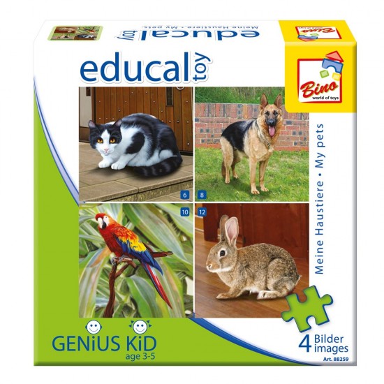 Puzles mazuļiem Bino Puzzles Progressive My Pets 6-8-10-12pcs 88259