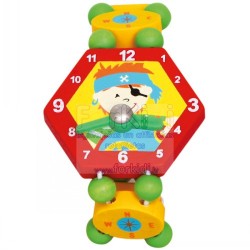 Rotaslieta koka pulkstenis Bino Watch Pirat Red 9086039
