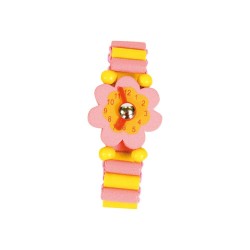 Rotaslieta koka pulkstenis Bino Watch Pink Flower 9987119