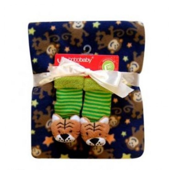 Mīksta plīša sedziņa + zeķes Bobo Baby SET-2