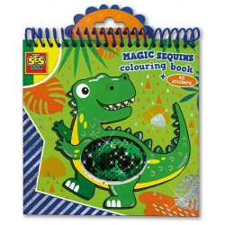 Piezīmju blociņš ar dinozauriem SES Creative Coloring Book Dinosaurs Magic Sequins + 40 stickers 00116