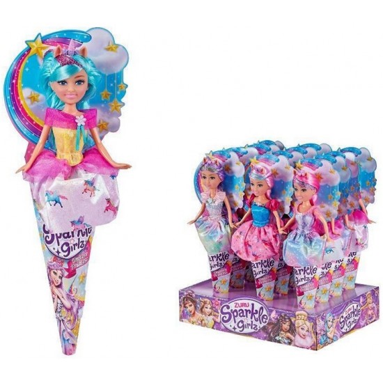 Lelle Zuru Sparkle Girlz Doll in Ice Cream Cone Unicorn Princess assorted 10092