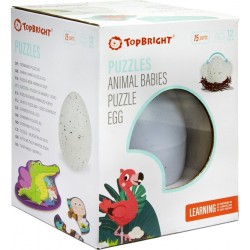 Puzles mazuļiem Top Bright Animal Babies Wooden Puzzle in Dinosaur Egg 120458