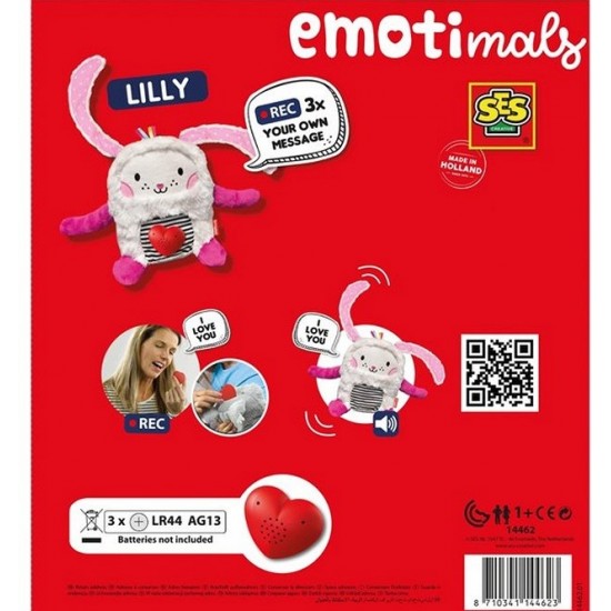 Attīstoša rotaļlieta ar atskaņotāju SES Emotimals Plush Soft Toy Lilly with sound recordings 23x25cm 14462