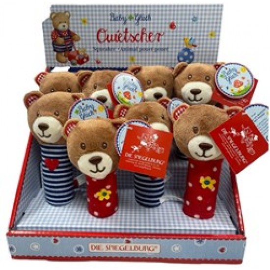 Mīksta rotaļlieta ar pīkstuli Die Spiegelburg Quitscher Baby Teddy Plush Squeaker 13cm 2 assorted 15272