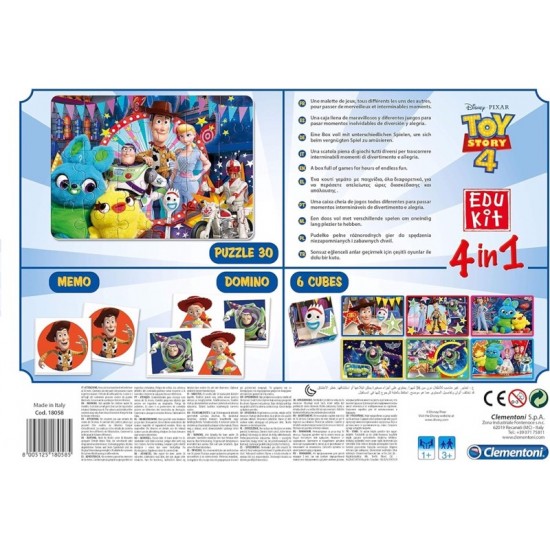 Spēļu komplekts puzle - memo - domino - kluči Clementoni 4 in 1 Toy Story 5 18058