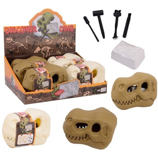 Arheologa komplekts Dino Skull Carving Set Fossil Excavation 2 assorted 24536
