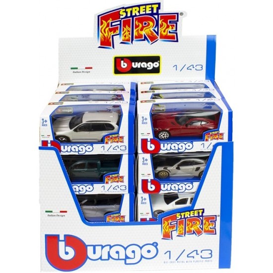 Automašīna - transports Burago Die Cast Cars 1:43 10 assorted Street Fire Serie 30000