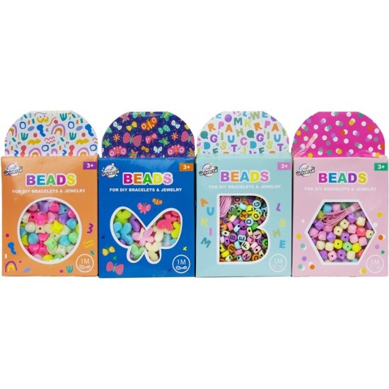 Rokdarbu komplekts ar pērlītēm Bead set + 1 meter cord assorted in box 3013705