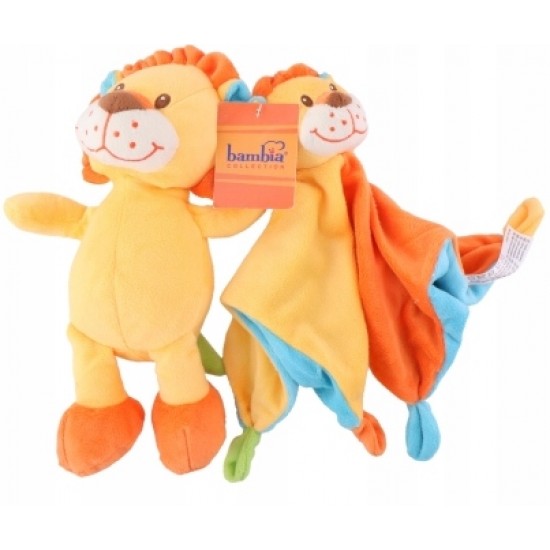 Miega lupatiņa + rotaļlieta lauva Sunkid Baby Cuddle Cloth + Plush Toy Set Lion 30cm 37257